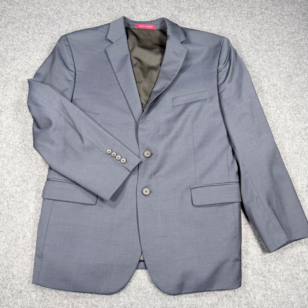 Awearness Kenneth Cole Awear-Tech Extreme Slim Fit Blue Grey Suit Jacket Blazer